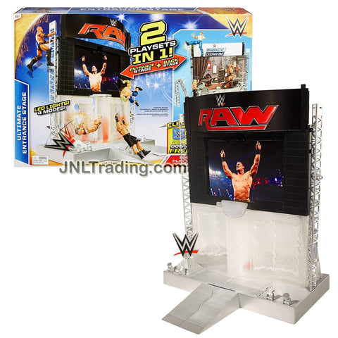 Mattel Year 2015 World Wrestling Entertainment WWE 2 in 1 Electronic Playset - ULTIMATE ENTRANCE STAGE with Back Stage and 4 LED Light Modes