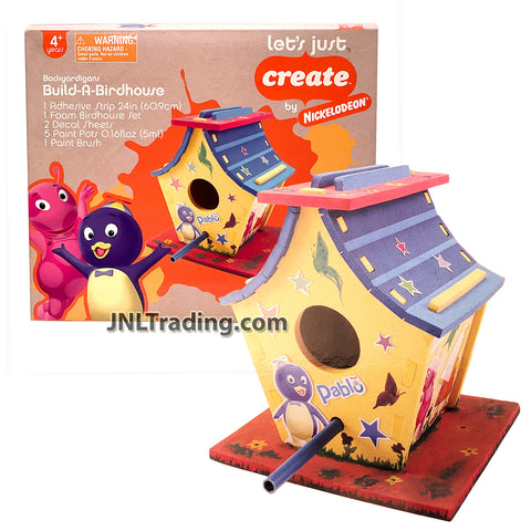 Year 2007 Nickelodeon Backyardigans Series BUILD-A-BIRDHOUSE Kit with Adhesive Strip, Foam Birdhouse, Decal Sheets, Paint Pots and Brush