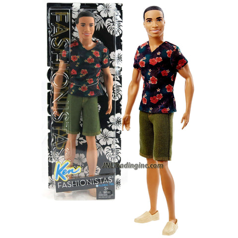 Mattel Year 2015 Barbie Fashionistas Series 12 Inch Doll - STEVEN (DGY68) in Black Red Floral Tee and Olive Green Denim Shorts
