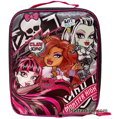 Monster High Soft Insulated Single Compartments Lunch Bag with Image of Draculaura, Clawdeen Wolf and Frankie Stein