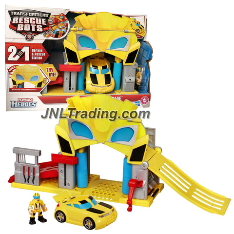 Playskool Year 2011 Transformers Rescue Bots Series Playset - BUMBLE RESCUE GARAGE with Bumblebee Vehicle and Axel Frazier Figure