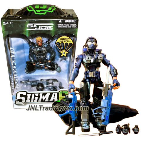 Hasbro Year 2006 G.I. JOE Sigma 6 Series 8 Inch Tall Action Figure - PARATROOPER DUKE with Helmet, 2 Assault Rifles, 2 Pistols, 2 Battke Knife, Hatchet and Real Working Parachute