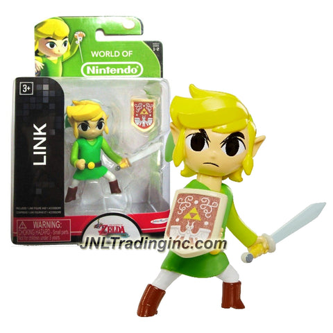 Jakks Pacific Year 2015 World of Nintendo "The Legend of Zelda - Windwaker" Series 2-1/2 Inch Tall Mini Figure - LINK with Sword and Removable Shield