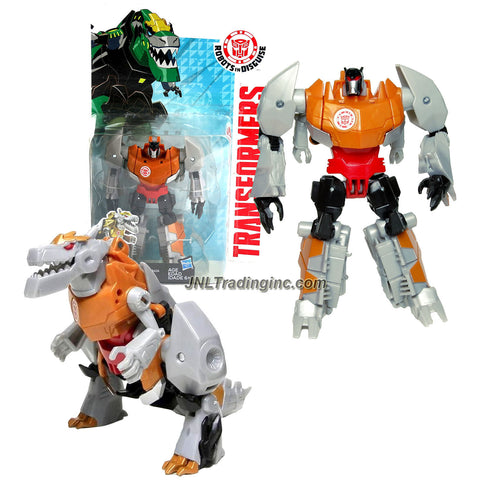 Hasbro Year 2014 Transformers Robots in Disguise Animation Series Deluxe Class 5 Inch Tall Robot Action Figure - Autobot Gold Armor GRIMLOCK (Beast Mode: T-Rex Dinosaur)
