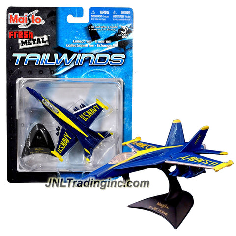 Maisto Adventure Tailwinds Series 1:120 Scale Die Cast Military Aircraft - US Navy Blue Angel Fighter Jet (Ground and Air) F/A-18C Hornet with Base