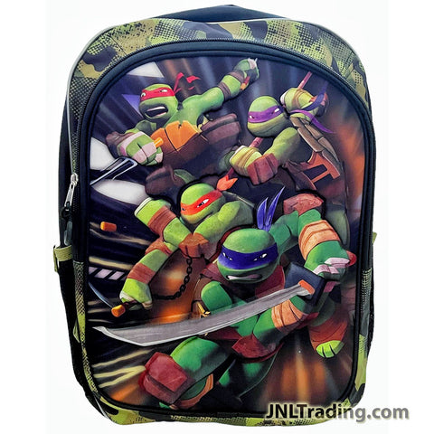 Teenage Mutant Ninja Turtles TMNT Leonardo, Michelangelo, Raphael & Donatello School Backpack with 2 Compartments and 2 Side Pockets