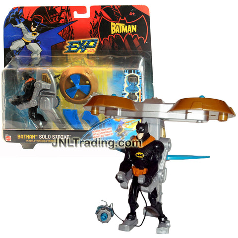 Mattel Year 2006 The Batman EXP Extreme Power Series 5 Inch Tall Action Figure Vehicle Set - Black Costume BATMAN SOLO STRIKE with Twin Propeller Chopper and Power Key