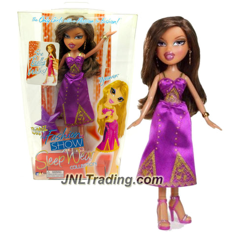 MGA Entertainment Bratz The Fashion Show Sleep Wear Series 10 Inch Doll - YASMIN in Purple Pajama with Earrings, Bracelet and Hairbrush