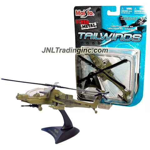 Maisto Fresh Metal Tailwinds 1:112 Scale Die Cast United States Military Aircraft : U.S. Army Attack Helicopter AH-64A Apache with Display Base