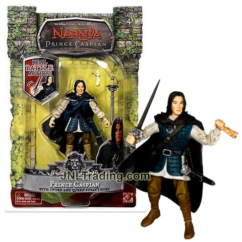 Year 2007 Chronicles of Narnia Prince Caspian 4 Inch Tall Figure - CASTLE ESCAPE PRINCE CASPIAN with Sword and Queen Susan's Horn