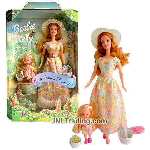 Year 2000 Exclusive Doll Set EASTER GARDEN HUNT Gift Set with Caucasian Barbie & Kelly, Baskets and Hairbrush