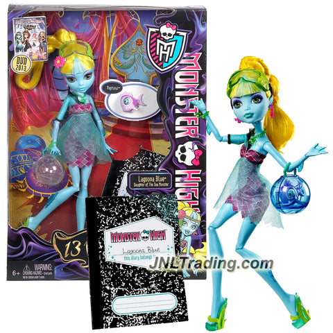 Mattel Year 2012 Monster High 13 Wishes Series 11 Inch Doll - Freshwater LAGOONA BLUE with Pet Neptuna, Hairbrush, Fishbowl Purse and Display Stand