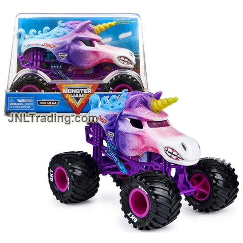 Year 2021 Monster Jam 1:24 Scale Die Cast Metal Official Truck Series - SPARKLE SMASH 20130378 with Monster Tires and Working Suspension