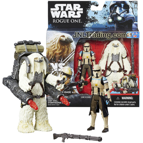 Hasbro Year 2016 Star Wars Rogue One 2 Pack 4 Inch Tall Figure Set - MOROFF and SCARIF STORMTROOPER SQUAD LEADER with Rifles and Missile Launcher