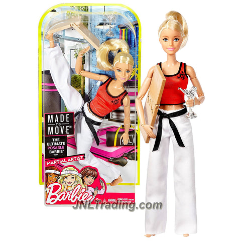 Mattel Year 2016 Barbie Made to Move Series 12 Inch Doll - MARTIAL ARTIST BARBIE (DWN39) with Breaking Board and Trophy