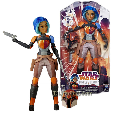 Star Wars Year 2016 Forces of Destiny Series 11 Inch Tall Figure - SABINE WREN with Helmet and Blaster Swinging Action