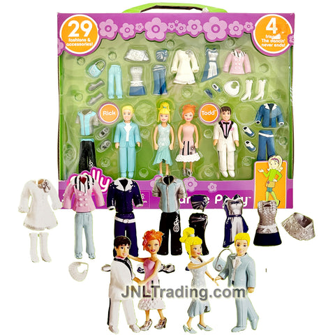 Year 2005 Polly Pocket DANCE PARTY Playset with 4 Dolls, Dance Outfits and Many Accessories