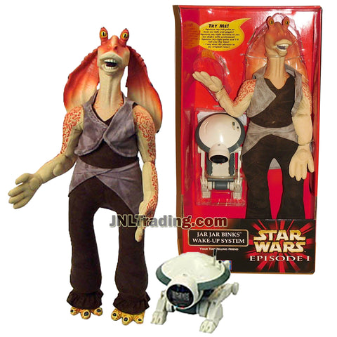 Star Wars Year 1999 Episode 1 The Phantom Menace Series 22 Inch Tall Electronic Figure Set - JAR JAR BINKS WAKE-UP SYSTEM with Pit Droid Time Piece