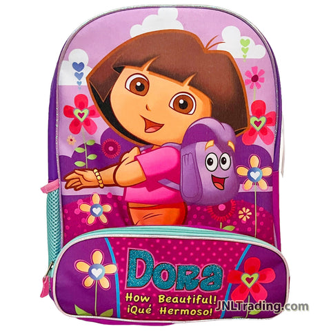 Dora How Beautiful! Que Hermoso! School Backpack with 2 Compartments, Side Pocket and Adjustable Padded Shoulder Straps