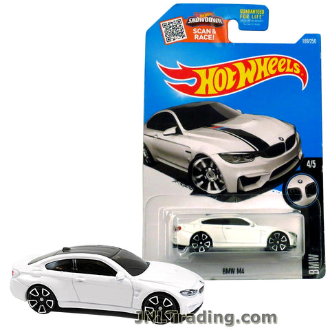 Hot Wheels Year 2015 Scan & Race Series 1:64 Scale Die Cast Car Set #189 - White Color Luxury Coupe BMW M4 (4/5) DHX62