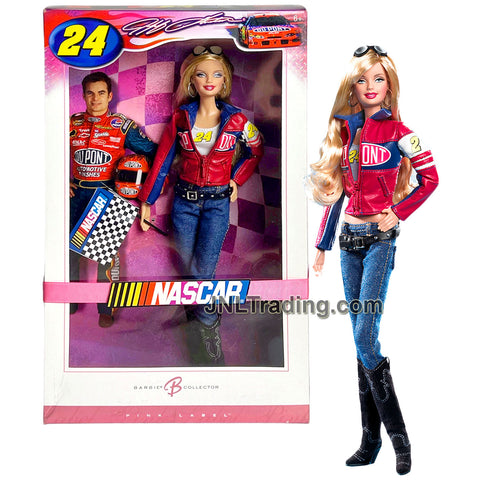 Year 2006 Barbie Pink Label Nascar Series 12 Inch Doll - JEFF GORDON #24 Caucasian Model K7905 with Flag and Doll Stand