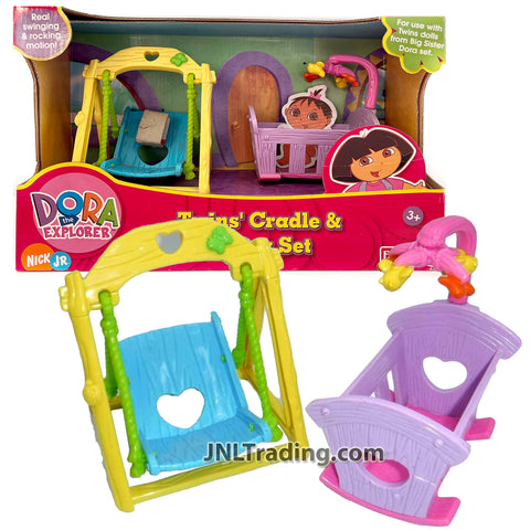 Year 2005 Dora the Explorer TWIN'S CRADLE & SWING SET with Swinging and Rocking Action