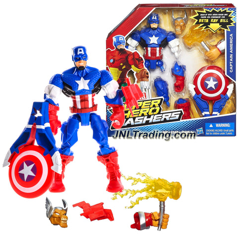 Hasbro Year 2013 Marvel Super Hero Mashers Mash-Up Series 6" Tall Figure - CAPTAIN AMERICA with Shield Launcher, Beta Ray Bill's Head & Left Hand