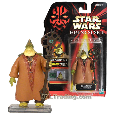 Star Wars Year 1998 The Phantom Menace Series 4 Inch Tall Figure - BOSS NASS with Gungan Staff and CommTech Chip