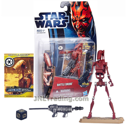 Star Wars Year 2012 Movie Heroes Series 4 Inch Tall Figure - BATTLE DROID with Blaster, Missile Launcher, Battle Game Card, Die and Display Base