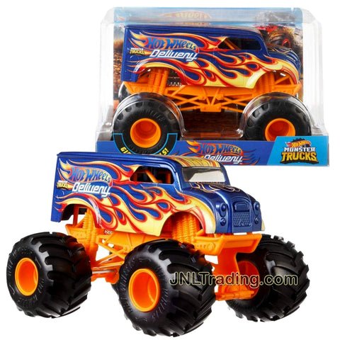 Hot Wheels Year 2018 Monster Jam 1:24 Scale Die Cast Metal Body Official Monster Truck Series : HOTWHEELS DELIVERY FYJ94 with Monster Tires, Working Suspension and 4 Wheel Steering