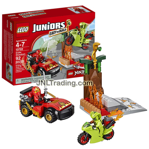 Lego Year 2016 Juniors Ninjago Series Set #10722 - SNAKE SHOWDOWN with Ninja Car, Motorbike Plus Kai and Lasha Minifigure (Pieces: 92)