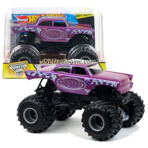 Hot Wheels Year 2015 Monster Jam 1:24 Scale Die Cast Metal Body Off-Road Series #CGD79 - Garner's Towing Purple AVENGER with Monster Tires & Working Suspension (Dimension : 7"L x 5-1/2"W x 4-1/2"H)