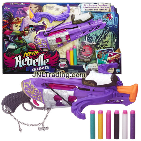 Nerf Rebelle Year 2014 Charmed Series FAIR FORTUNE CROSSBOW with Revolving 6-Dart Drum, Bracelet with 2 Charms and 6 Colorful Darts