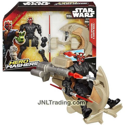 Hasbro Year 2015 Star Wars Hero Mashers 6 Inch Tall Figure with Vehicle Set - SITH SPEEDER and DARTH MAUL with Double Lightsaber and Missile Launcher