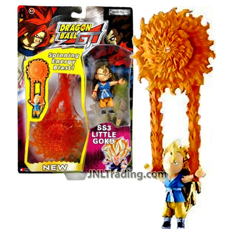 Year 2004 Dragon Ball GT Series 3 Inch Tall Action Figure - SS3 Little Goku with Spinning Energy Blast