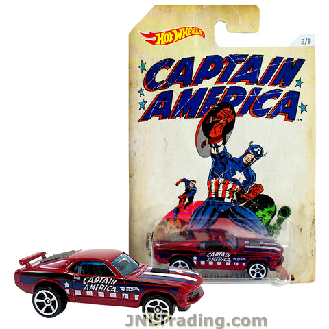 Hot Wheels Year 2015 Captain America Series 1:64 Scale Die Cast Car Set 2/8 - Red Color Classic Roadster '70 FORD MUSTANG MACH1 DJK83