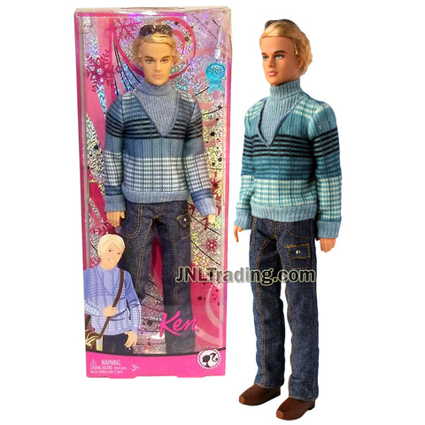 Year 2008 Barbie Fashion Fever Series 12 Inch Doll - KEN M9330 in Blue Turtleneck Sweater with Denim Pants, Sunglasses and Cell Phone Charm