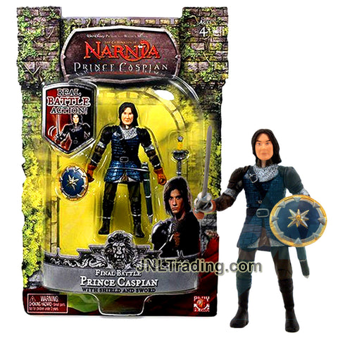 Year 2007 Chronicles of Narnia Prince Caspian 4 Inch Tall Figure - FINAL BATTLE PRINCE CASPIAN with Shield, Sword and Sheath