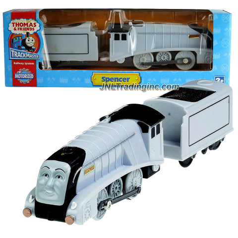 HiT Toys Year 2008 Thomas and Friends Trackmaster Motorized Railway Battery Powered Tank Engine 2 Pack Train Set - SPENCER the Silver Color Luxury Steam Locomotive with Coal Loaded Car