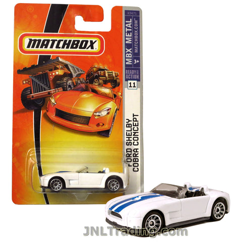 Matchbox Year 2006 MBX Metal Ready For Action Series 1:64 Scale Die Cast Metal Car #11 - White Sport Coupe FORD SHELBY COBRA CONCEPT with Blue Stripes K9471