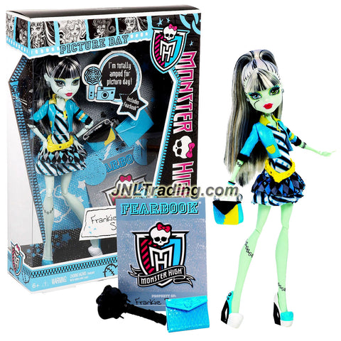 Mattel Year 2012 Monster High Picture Day Series 11 Inch Doll Set - FRANKIE STEIN with Purse, Folder, Fearbook, Hairbrush and Doll Stand