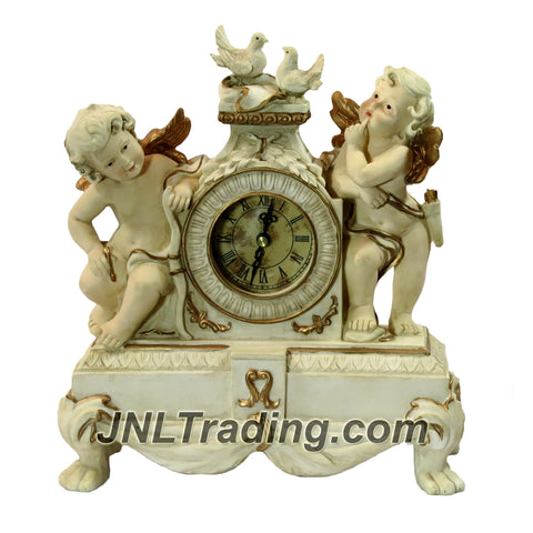 Giovanni Giftware Collection Handmade Collector Clock with Antique Finish Look Plus 2 Cupid Angels and a Pair of Doves