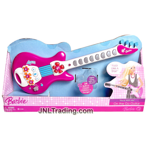 Year 2007 Barbie "Rock With Me" On The Go Guitar with Light and Sound FX Plus 24 Built-In Classic Children's Songs