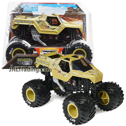 Year 2022 Monster Jam 1:24 Scale Die Cast Metal Official Truck Series : SOLDIER FORTUNE (Tan) with Monster Tires and Working Suspension