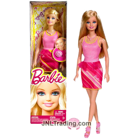 Year 2013 Barbie Ring Series 12 Inch Doll - Caucasian Model BARBIE BFW14 in Pink Dress with Necklace and Ring for You
