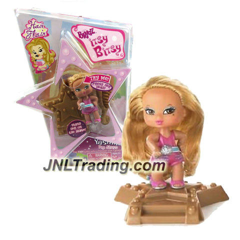 MGA Entertainment Bratz Itsy Bitsy Hair Flair Series 2-1/2 Inch Doll - Pop Stars YASMIN with Star-Shaped Base and Hairbrush