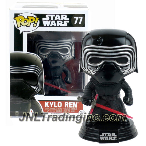 Funko Year 2015 Pop! Star Wars The Force Awaken Movie Series 4 Inch Tall Vinyl Bobble Head Figure #77 - KYLO REN with Red Lightsaber and Display Base