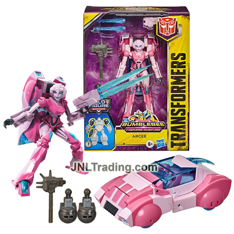 Year 2021 Transformers Bumblebee Cyberverse Adventures Deluxe Class Figure - ARCEE with Blaster (Vehicle Mode: Sports Car)