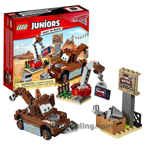 Lego Juniors Year 2017 Cars Series Set #10733 - MATER'S JUNKYARD with Movable Crane, Tow Mater Sign, Box and Mater Figure (Pieces: 62)