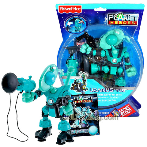 Year 2007 Planet Heroes Basic Series 6-1/2 Inch Tall Figure - URANUS YURI with Magnetic Tail, Suction Cup Feet, Suction Cup Launcher, Trading Card and Comic Book